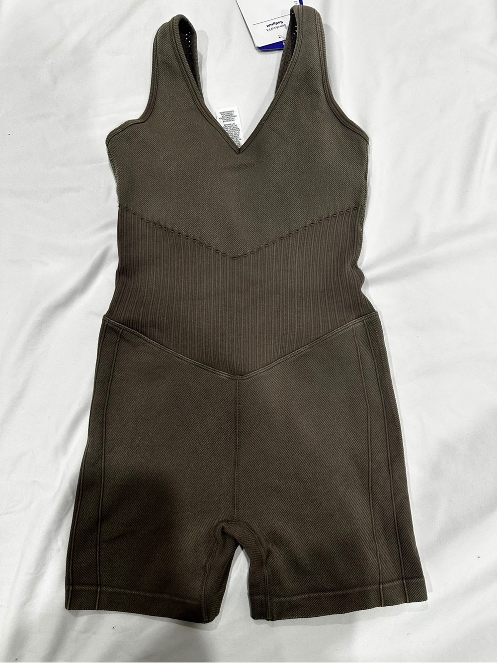 JoyLab Brown Seamless Ribbed V-Neck Active Romper NWT Size M